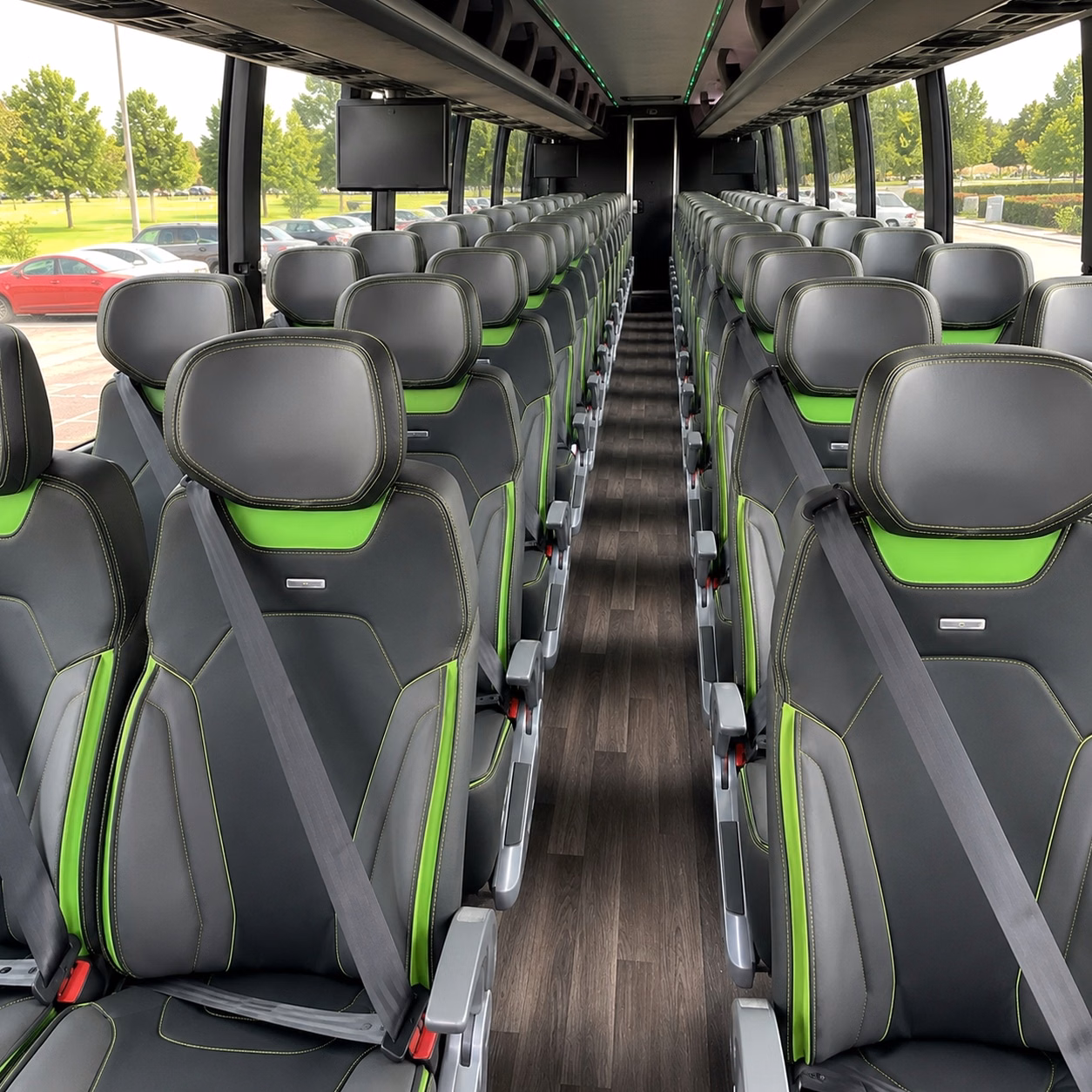 56 passenger charter bus inside